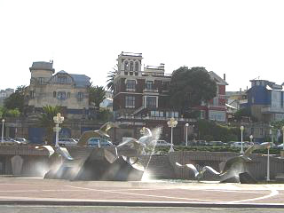 An ornimental fountain passed on the tram